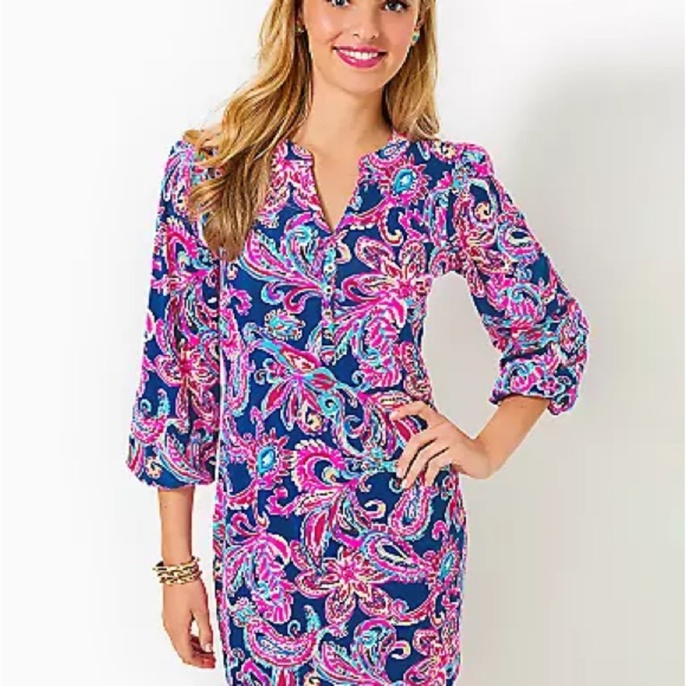 Lilly Pulitzer Pink & Blue Paisley Shift Dress